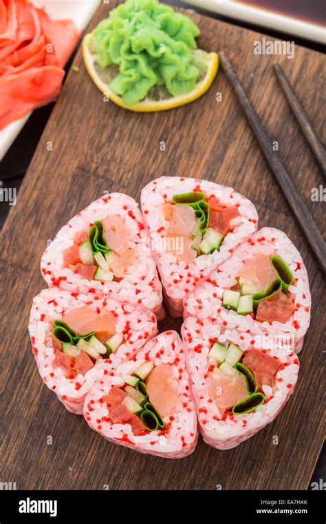 Flower made of sushi roll Stock Photo - Alamy