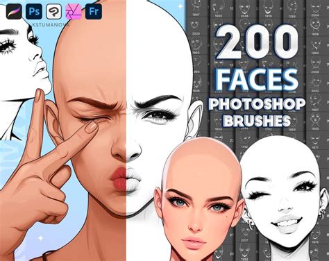 Photoshop Face Brushes. Photoshop Woman Heads Brushes. Digital Brushes ...