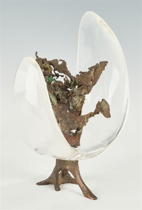 Lot 588: Manner of Paul Evans, Brutalist Bronze & Acrylic Sculpture ...