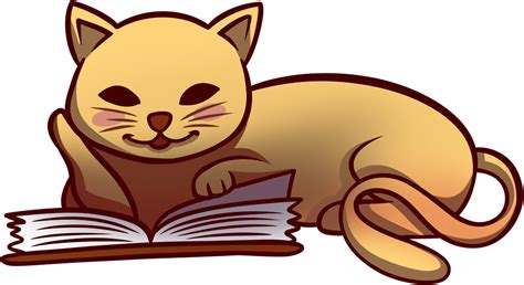 Download Cat Reading Book - Cartoon Clipart (#3527779) - PinClipart