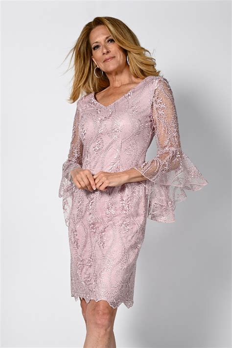frank lyman lace  bell sleeve dress  chapmans clothing