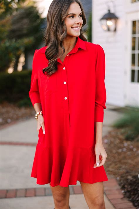 Share Your Story Red Shirt Dress – Shop the Mint