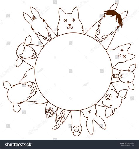 Farm Animals Circle Stock Vector Illustration 494998630 : Shutterstock