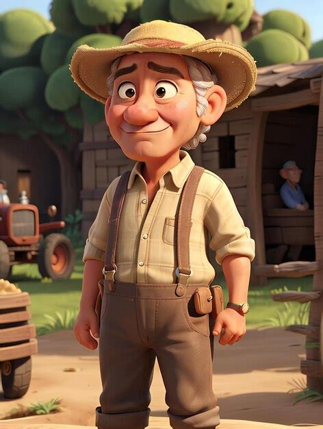 Premium AI Image | 3D Cartoon CG farmer anthropomorphism character ...