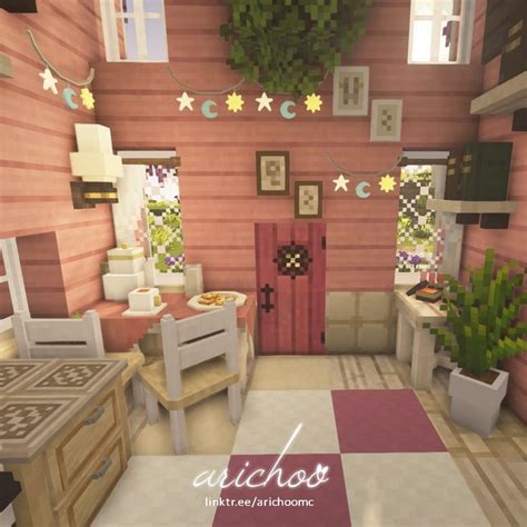 Minecraft Pink Riverside Cottage Interior Kitchen | Minecraft house designs, Minecraft cottage ...