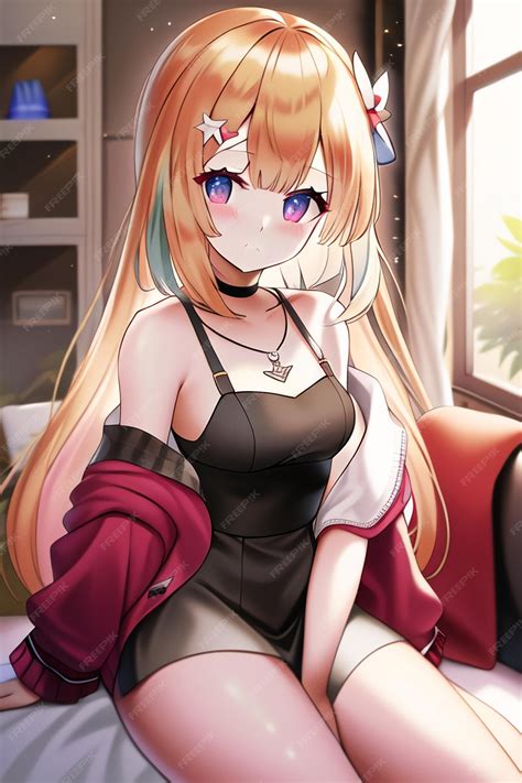 Premium AI Image | Anime girl with a black dress and a black dress