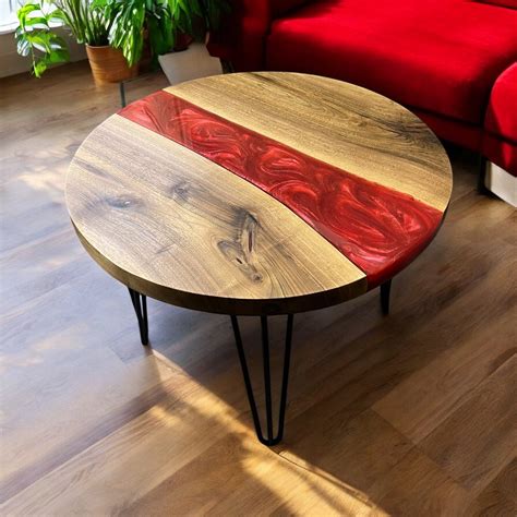 Walnut & Epoxy Resin Coffee Table - Royal Red – C&S Projects