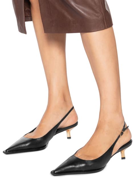 Scarpin Salto Baixo Schutz - Scarpin Slingback Couro Salto Baixo - Preto - Schutz