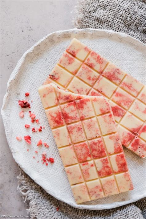 Homemade Dairy Free White Chocolate with Freeze Dried Strawberries - Wholesome Patisserie