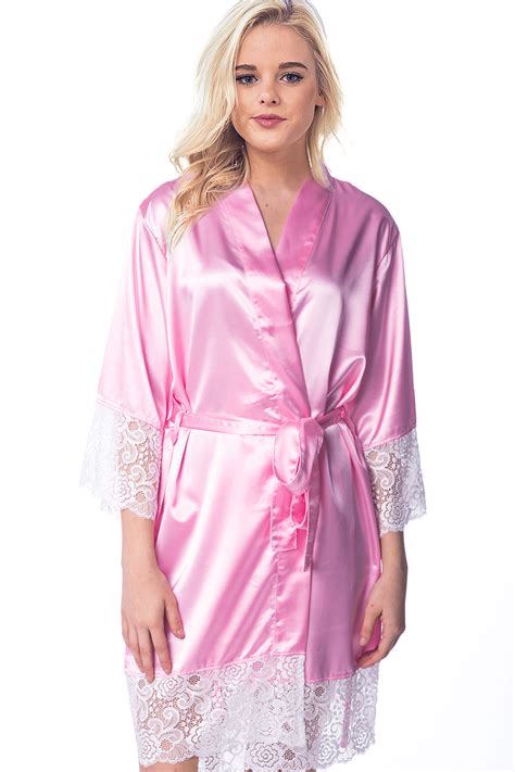 womens lace satin silky robe kimono  bride bridesmaids flower girls