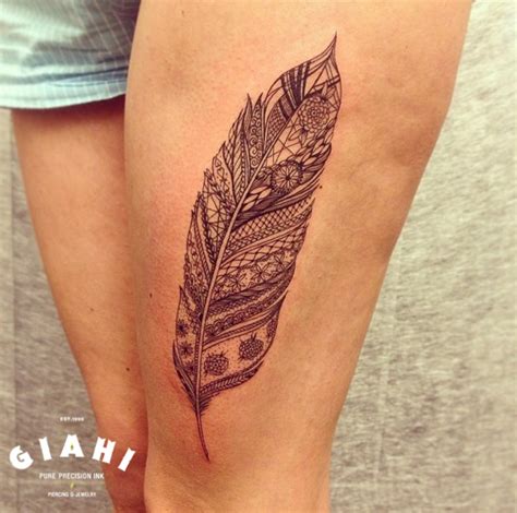 Detailed Ethnic Feather tattoo by Roony – Best Tattoo Ideas Gallery