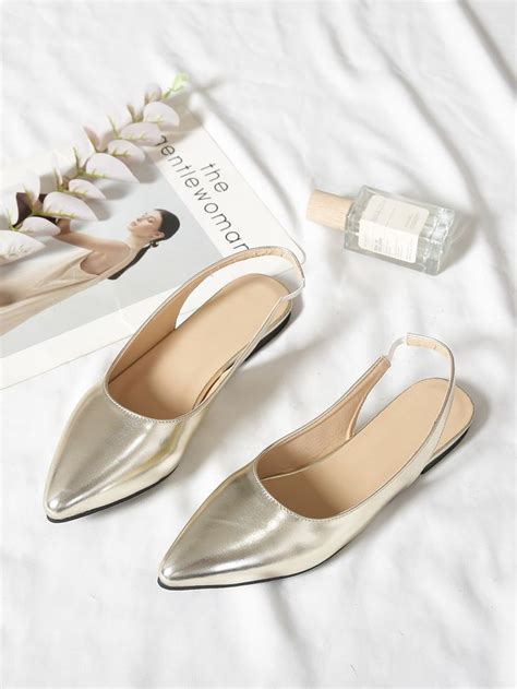 Metallic Point Toe Slingback Flats | Slingback flats, Slingback shoes, Slingback