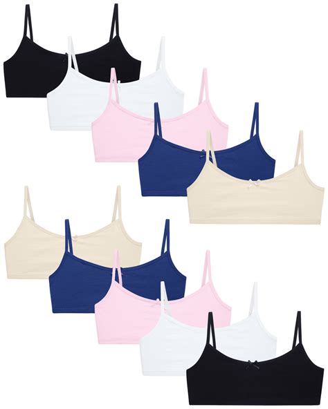 Sweet & Sassy Girls Cotton Spandex Cami Crop Training Bra (10 Pack