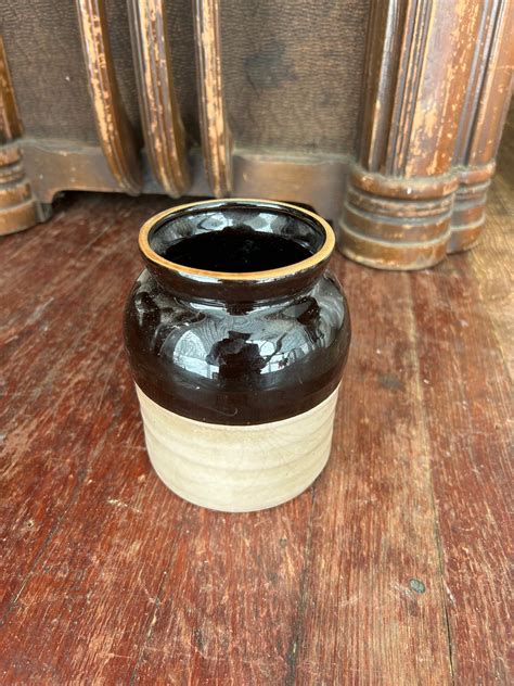 antique  tone glazed crock atticearth home