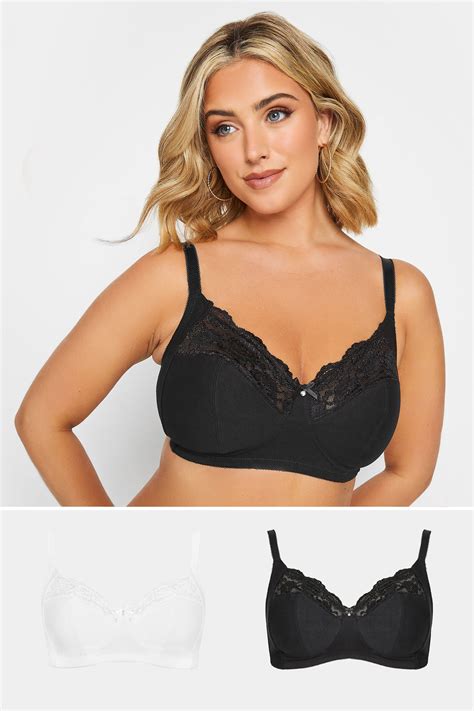 2 PACK Plus Size Black & White Non-Padded Non-Wired Full Cup Bras