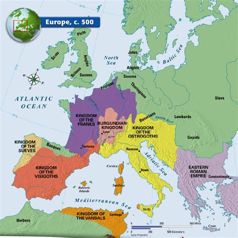 Europe circa 500ad...good visual for Beowulf | Map, Europe map, History ...