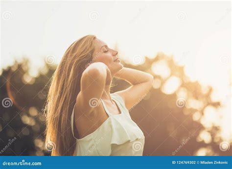 I feel beautiful. stock photo. Image of person, happy - 124769302