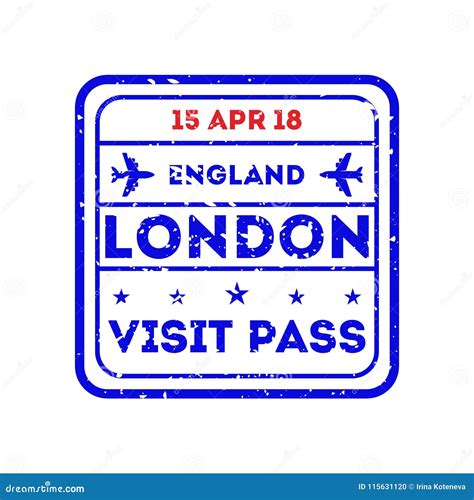 London City Visa Stamp on Passport. Stock Vector - Illustration of