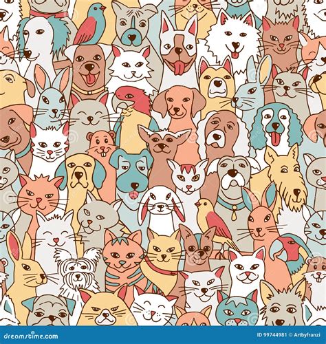 Pets seamless pattern stock vector. Illustration of cheerful - 99744981