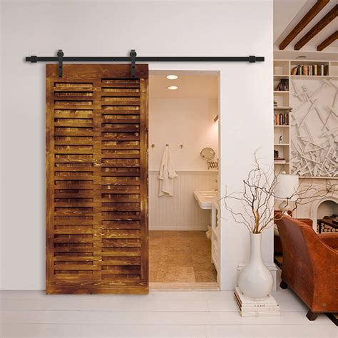 Japanese Series Pre Assemble Stained Wood Interior Sliding Barn Door w