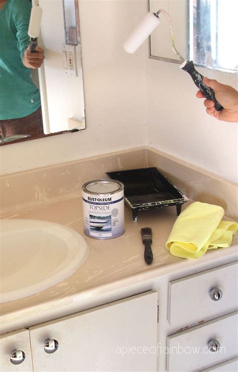 Paint Bathroom Vanity Countertop & Sink: So Easy! - A Piece Of Rainbow