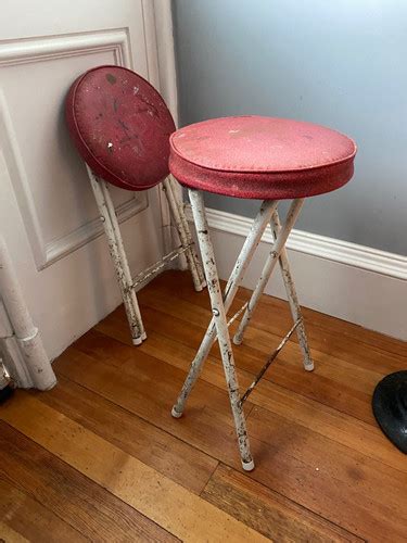 pair  metal folding stools btlfld restorations