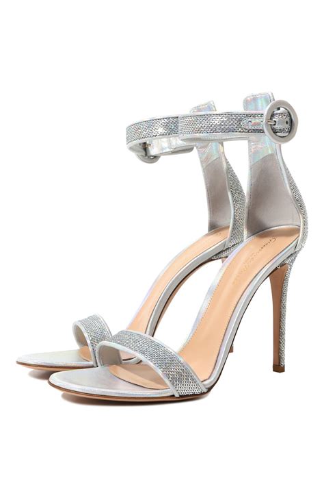 Женские серебряные комбинированные босоножки portofino 105 GIANVITO ...