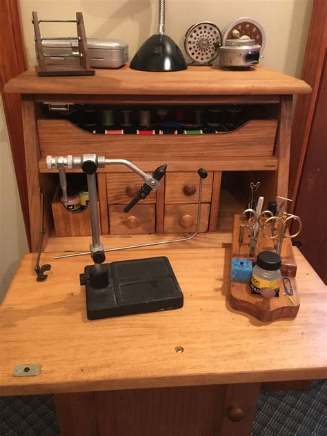 Wooden Desk Transformed into Fly Tying Bench