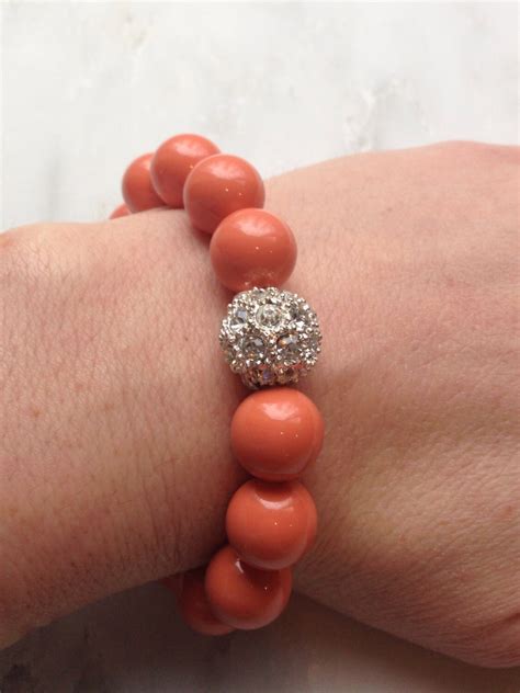 Coral Bracelet Coral Jewelry Silver Bead Bridesmaid Gifts - Etsy