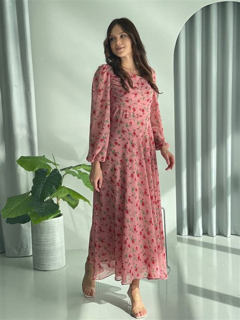Rosè Dress In Dusty Pink Floral