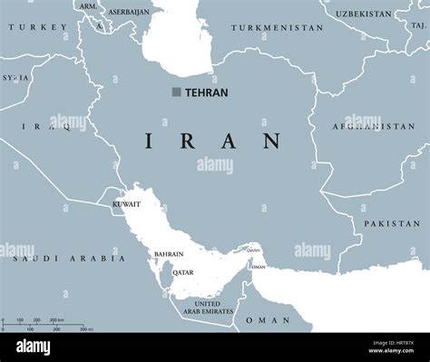 Iran political map with capital Tehran, national borders and neighbors ...