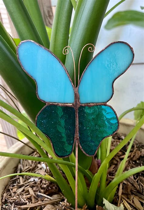 butterfly plant stake etsy