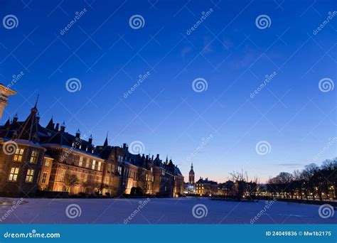 The Hague in the night. stock photo. Image of hague, dark - 24049836