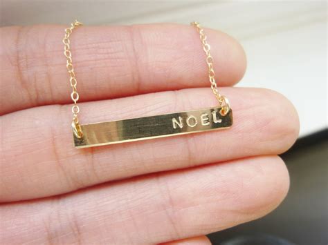 Gold Initial Bar Necklace Gold Bar Necklace Personalized Bar - Etsy