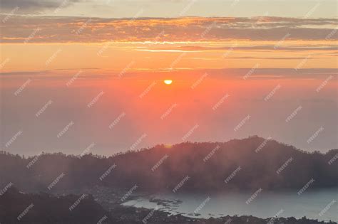 Premium Photo | Sunrise view from Gunung Batur mountain volcano, Bali, Indonesia