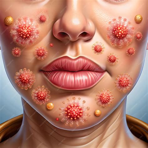 Herpes virus infection cold sores medical illustration skin condition