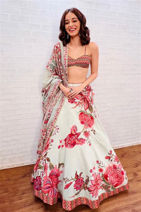 Ananya Pandey in our Jaituni Guncha Lehenga set – Torani India