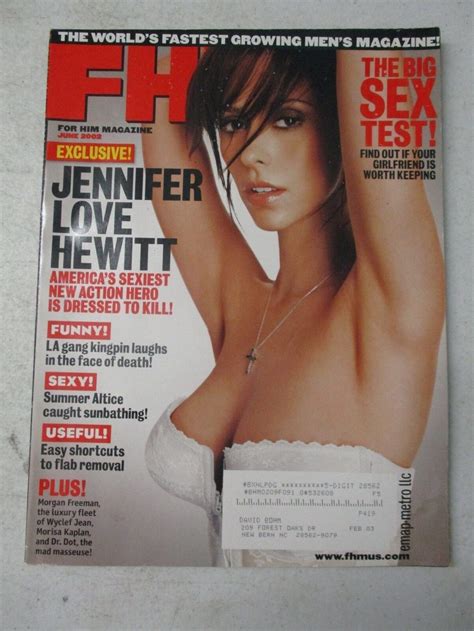 FHM MAGAZINE JUNE 2002 JENNIFER LOVE HEWITT SUMMER ALTICE MORGAN