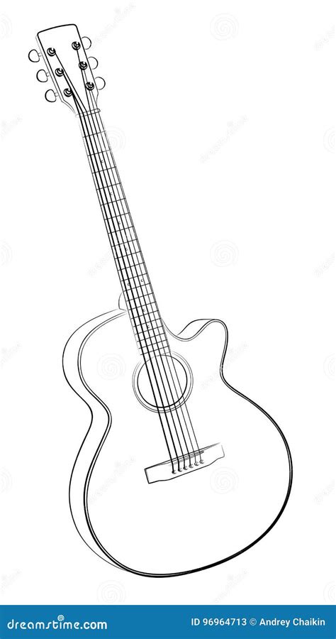 Guitar sketch. stock vector. Illustration of sketch, strings - 96964713