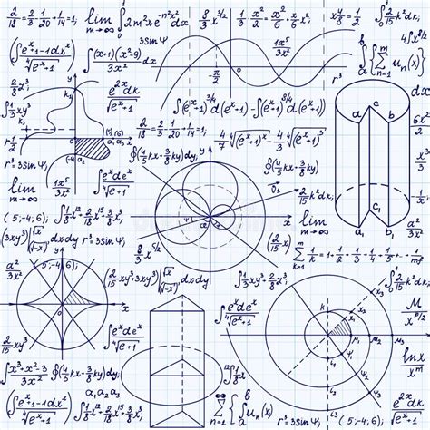 Math Vector Seamless Texture with Formulas, Plots, Algebraic and ...