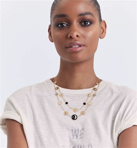 Rose des Vents and Rose Céleste Necklace Yellow and White Gold