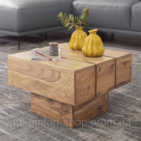 Кофейный столик из дерева Акации 44 x 44 x 30 см, цена 7880 грн ...