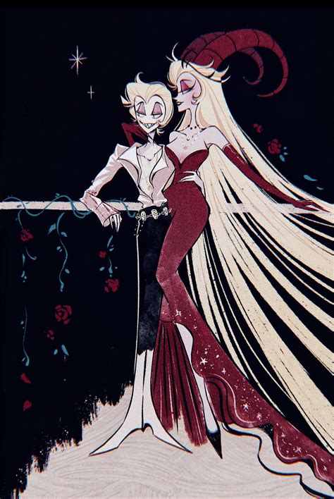 lucifer morningstar and lilith (hazbin hotel) drawn by citrusgummy