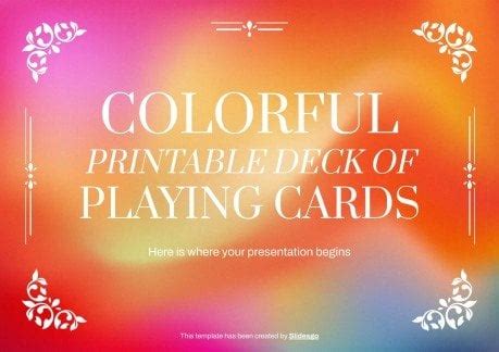 Colorful Printable Deck of Playing Cards | Google Slides