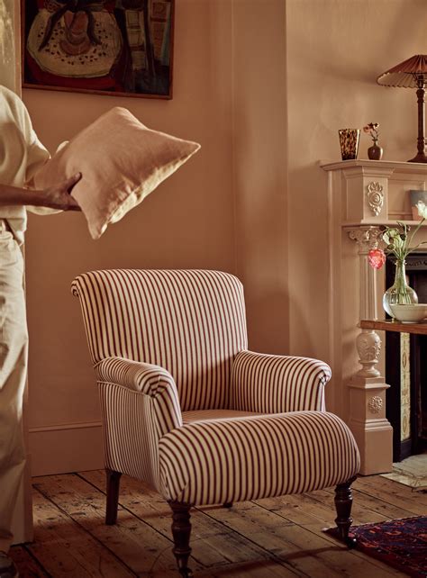 Finley Striped Armchair, Heritage Red Stripe | Rowen & Wren