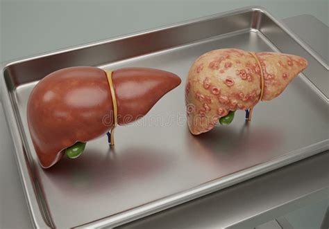 Two Liver Models Health Vs Disease Stock Illustration - Illustration of ...