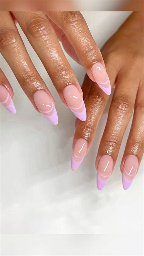 Lilac double French tips 💜 pastel nails - spring nails - summer nails ...