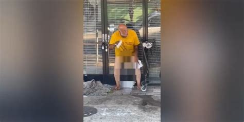 la homeless man caught  video hurling feces  fed  business owner