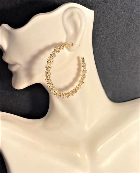 Large Gold Twisted Hoop Earrings , Gold Tone Hoop Earrings , Bling ...