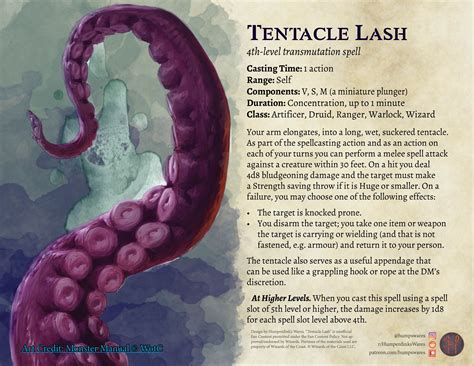 Tentacle Lash - 4th-level Biomancy (or Transmutation) Spell [parchment
